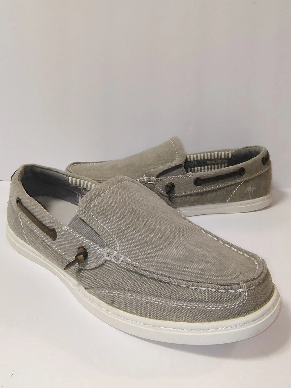 Margaritaville Men's Dock Chambray Slip on Canvas Boat Shoe Vintage Khaki 10